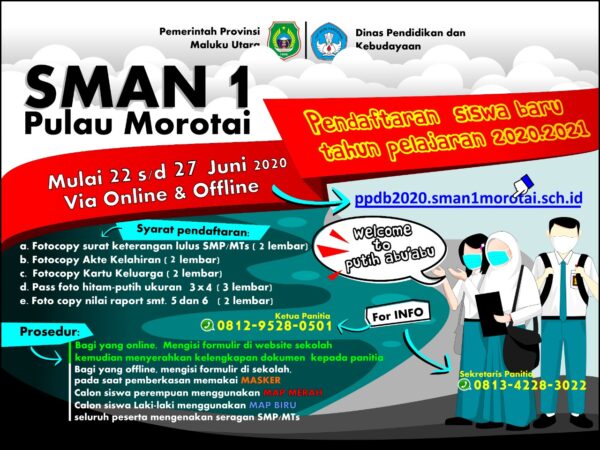Jadwal PPDB 2020 SMAN 1 Morotai